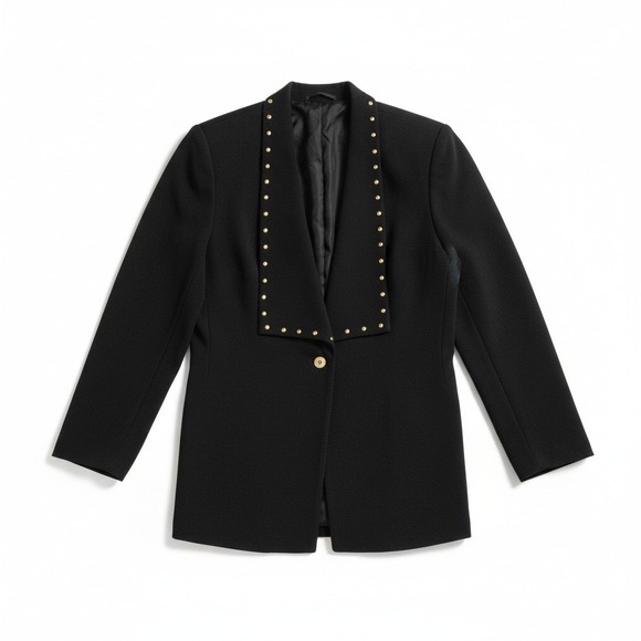 Michael Kors Studded Black‎ Blazer Jacket  Career Office Minimalist Small NWT - Picture 2 of 8